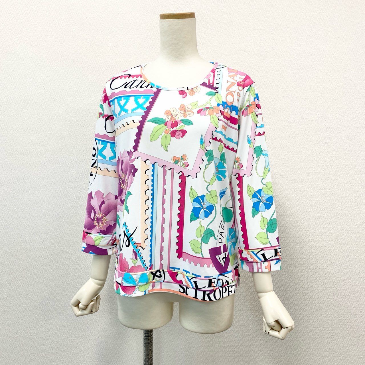 67g21-3 《美品》 LEONARD レオナール 7分袖 Tシャツ カットソー 67g21-3 《美品》 LEONARD レオナール 7分袖 Tシャツ カットソー