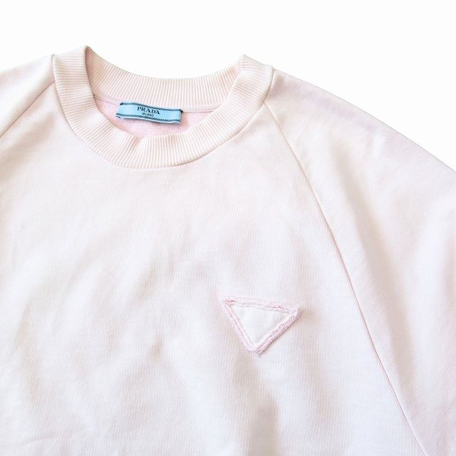 美品 19SS プラダ PRADA トライアングルロゴ オーバーサイズ スウェット シャツ トレーナー カットソー 半袖 三角ロゴ 135678 サイズXS 美品 19SS プラダ PRADA トライアングルロゴ オーバーサイズ
