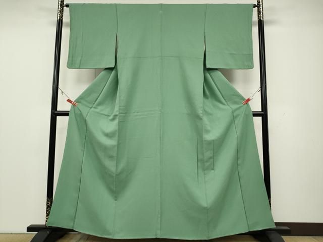 平和屋着物 上質な色無地 霞地紋 青磁色 正絹 CAAY5127ut