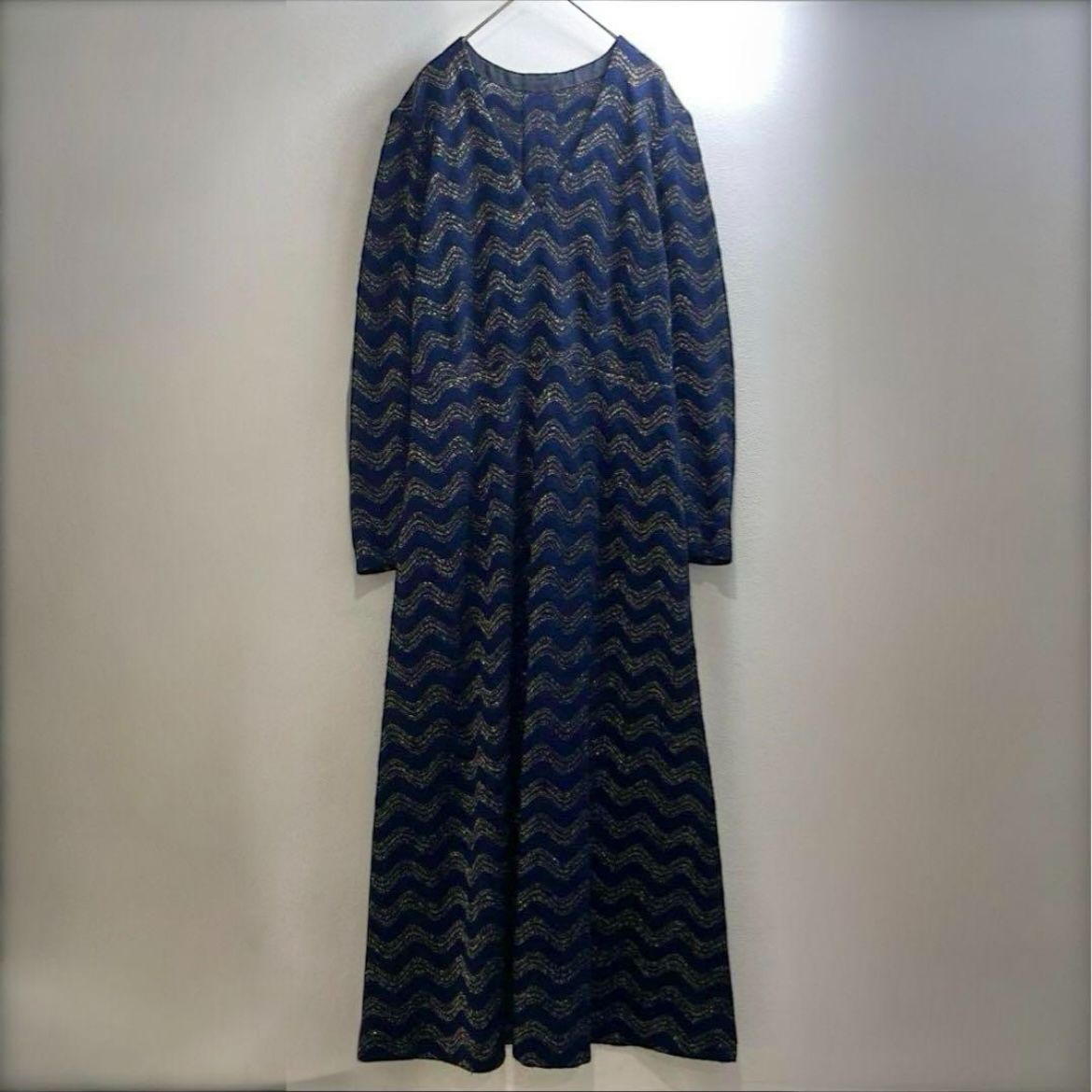 ヨーロッパ ヴィンテージ ドレス ワンピース ユーロ グリッター 柄 70s 波