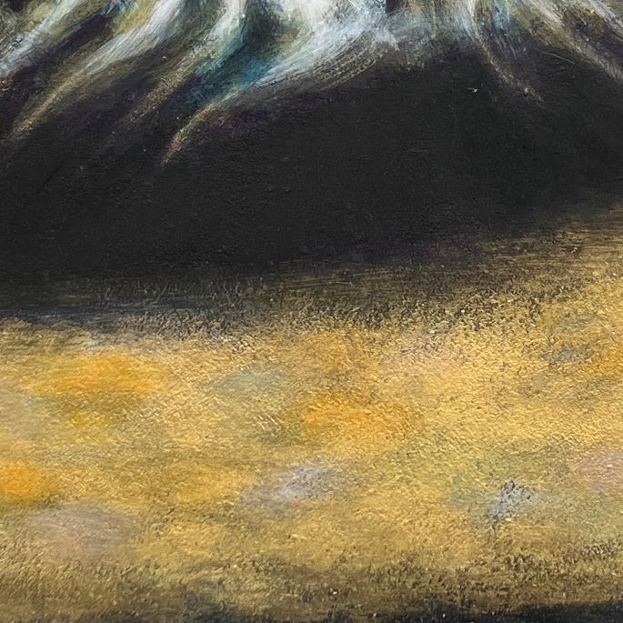 綴れ雲 日本画 髙木泉寿 山をとり巻く雲 それを織り成す 綴れ雲 富士のみぞ知る金蘭うず巻く大河の流れは