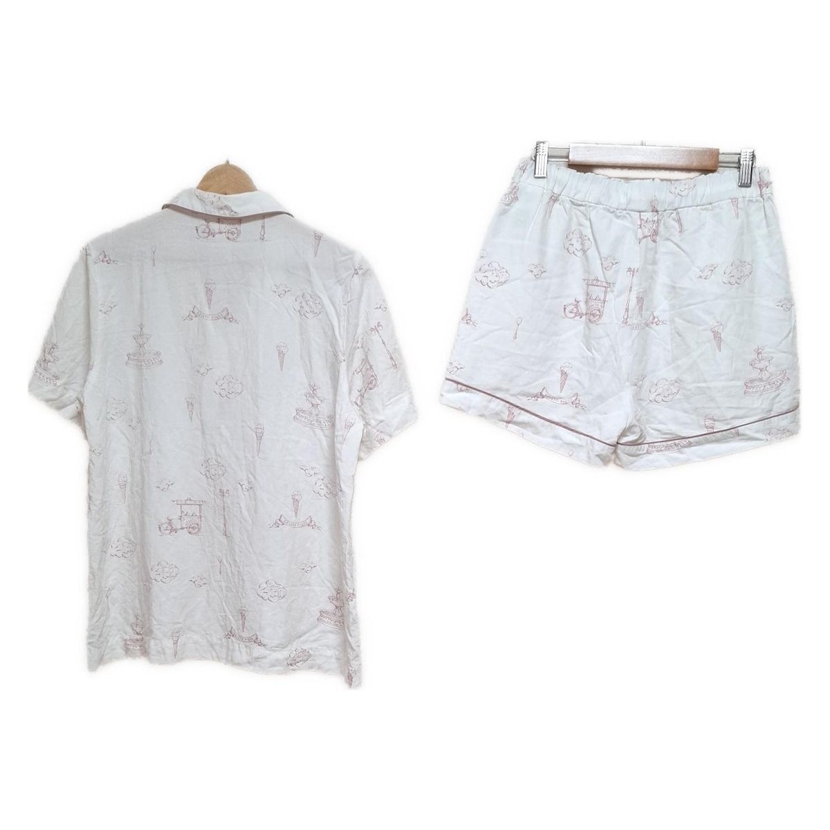 gelato pique ジェラートピケ レディースパンツセットアップ レディース - 白×ピンク