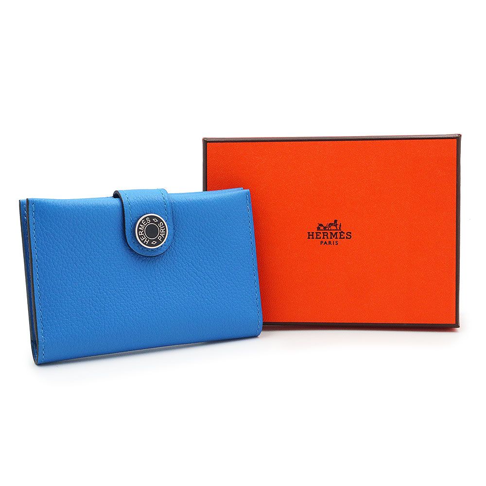 エルメス R.M.S ヴェルソ カードケース 名刺入れ 定期入れ パスケース ヴォーエバー レザー バイ ニューブルーイドラ キャバン シルバー金具 W刻印 HERMES