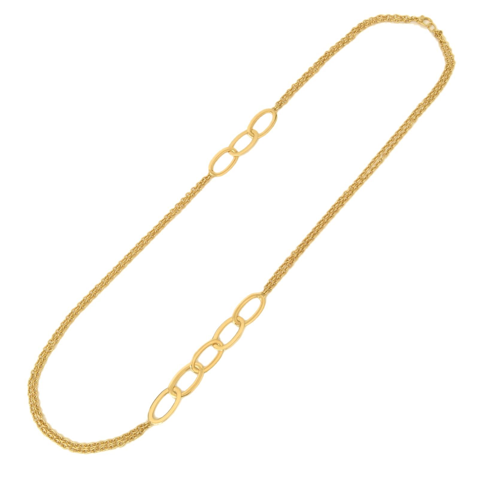 750 デザイン ロング 2連チェーン ネックレス 25.4g レディース 