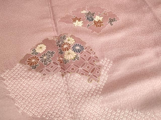 平和屋着物□訪問着 絞り 変わり雪輪花文 金彩 正絹 逸品