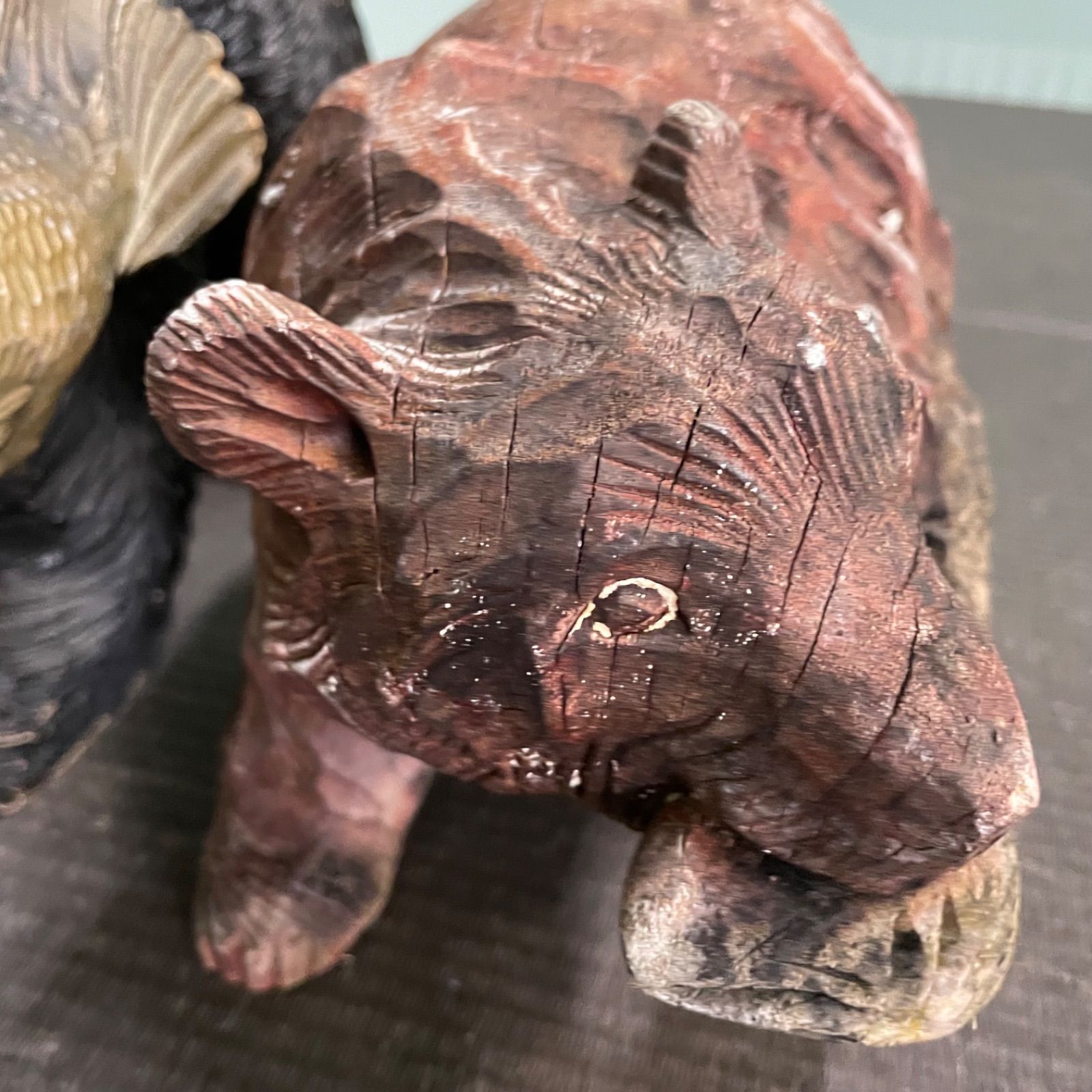 【希少】 木彫り熊　大小２点セット 北海道 民芸品 昭和レトロ 親子熊 匿名配送 ♭ 木彫り 熊 大/小セット 北海道 民芸品 工芸品 置物 - メルカリ