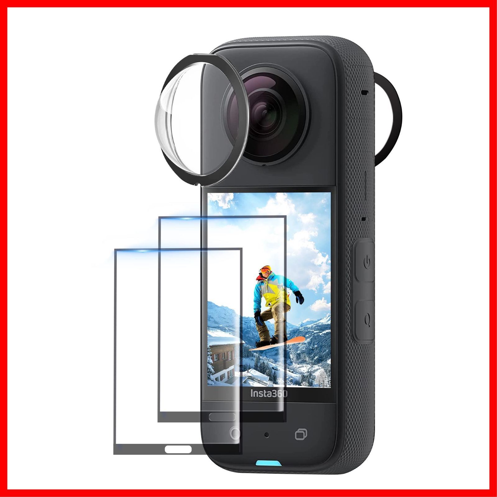 X3 保護フィルム CYNOVA for Insta360 X3 レンズ 保護フィルムインスタ360 x3 専用 保護フィルム 強化ガラス 液晶画面保護【2枚カメラレンズ保護フィルム+2枚液晶保護フィルム】
