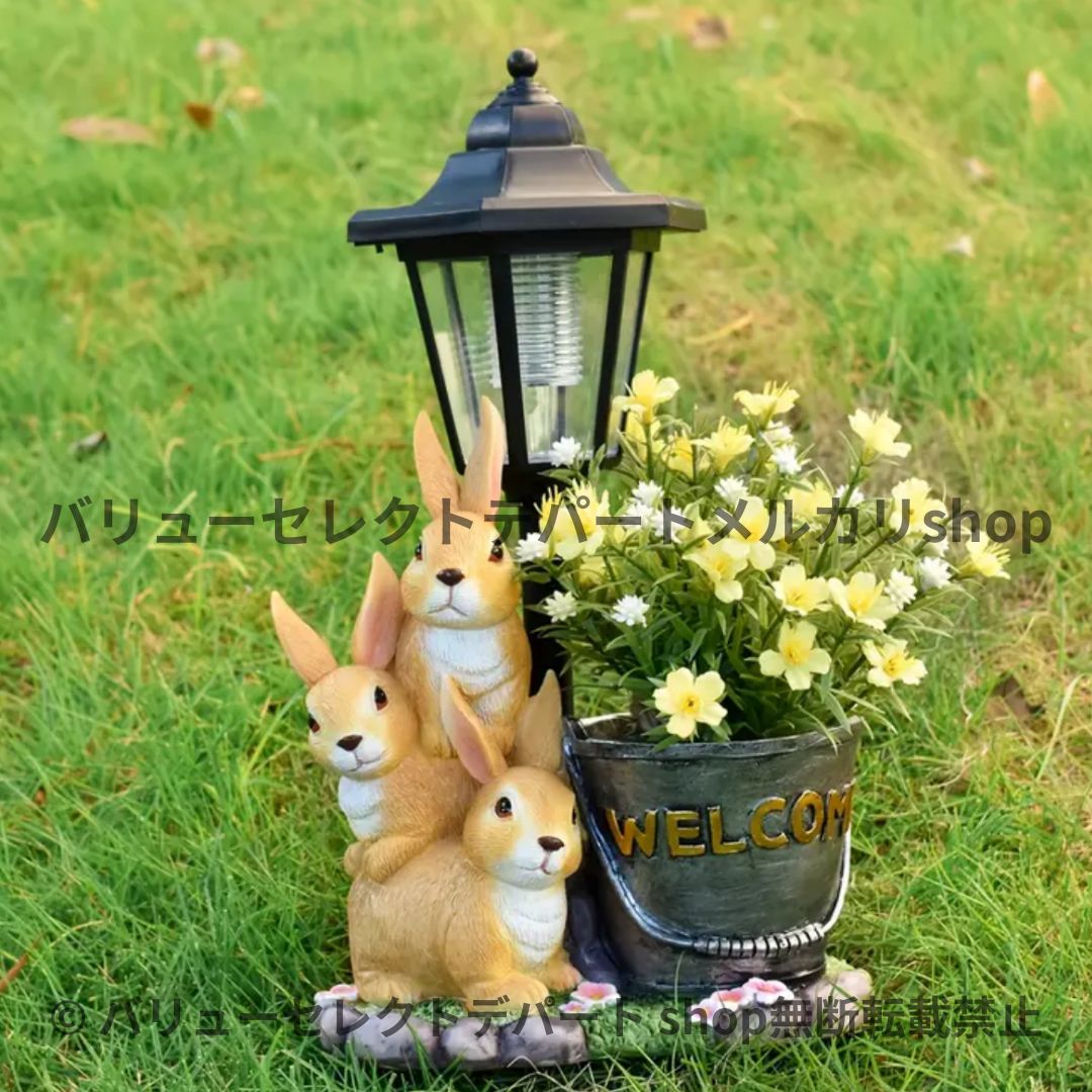  オブジェ うさぎの置物 ライト ガーデニング 北欧 おしゃれ オーナーメント 庭 ソーラーライト 自動点灯 ガーデンライト 動物 アンティーク オーナメント うさぎ ファミリー かわいい 玄関 屋外 小物 雑貨 オーナメント オブジェ 園芸用品