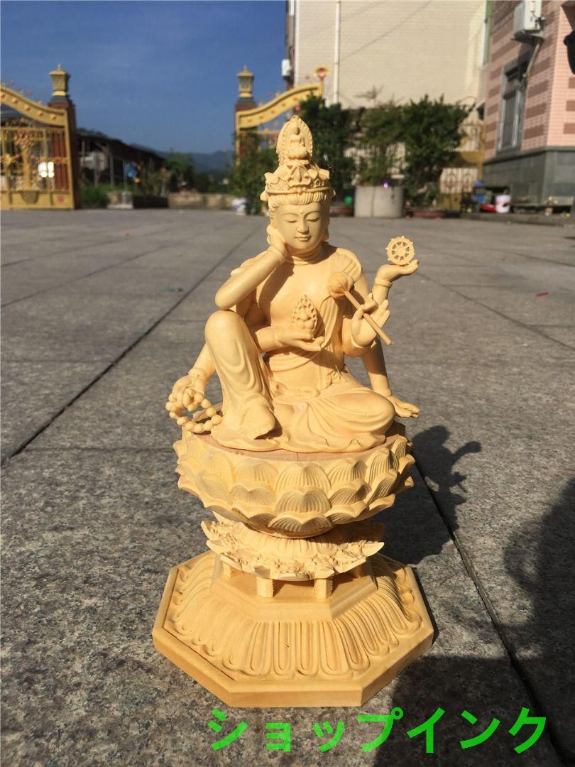 新品未使用  開運 仏像 高級天然木彫り 如意輪六臂観音 精密彫刻 仏教 工芸品 新品未使 開運 仏像 高級天然木彫り 如意輪六臂観音 精密彫刻