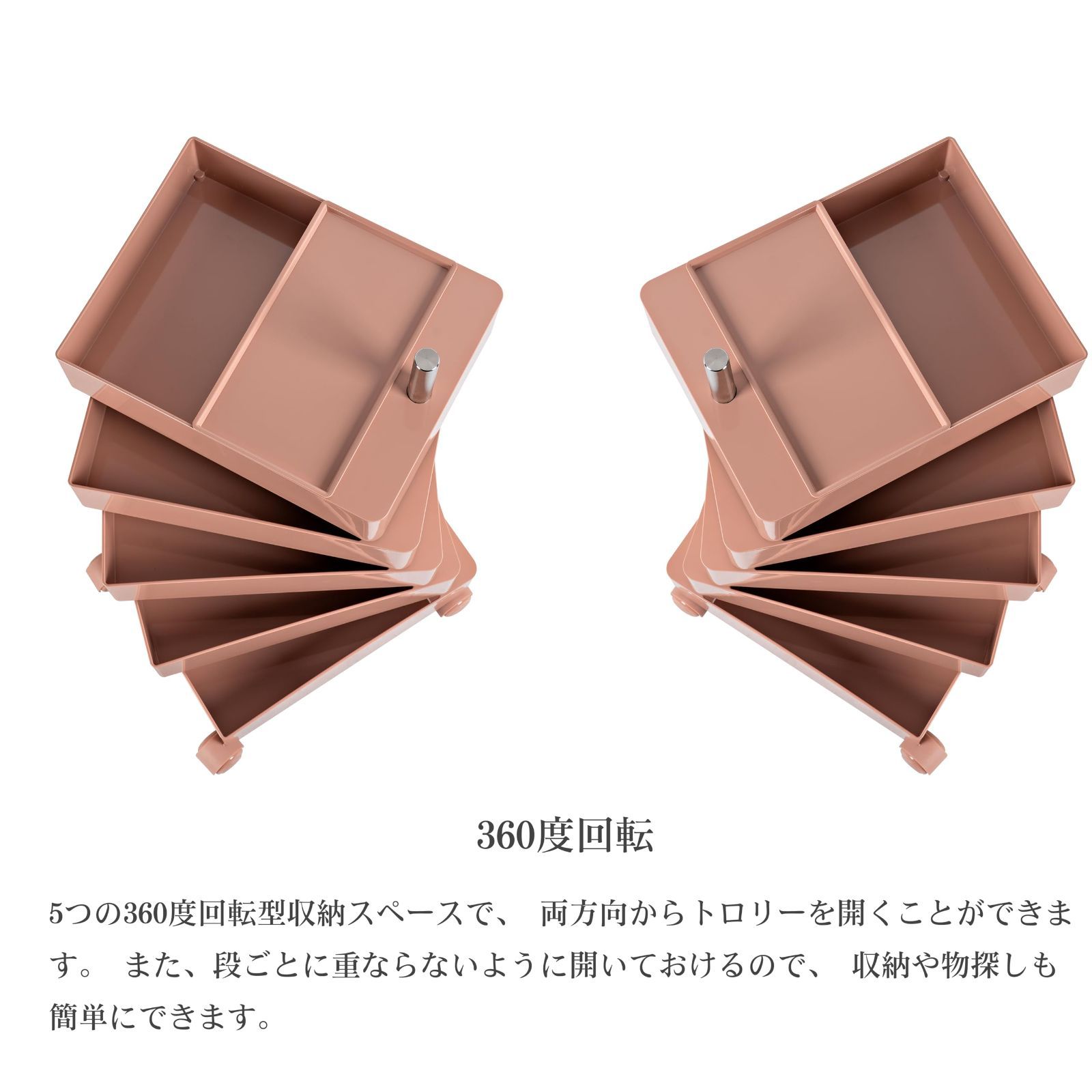 360°コンテナ 5段 リプロダクト トレイ キャスターワゴン ドロワー