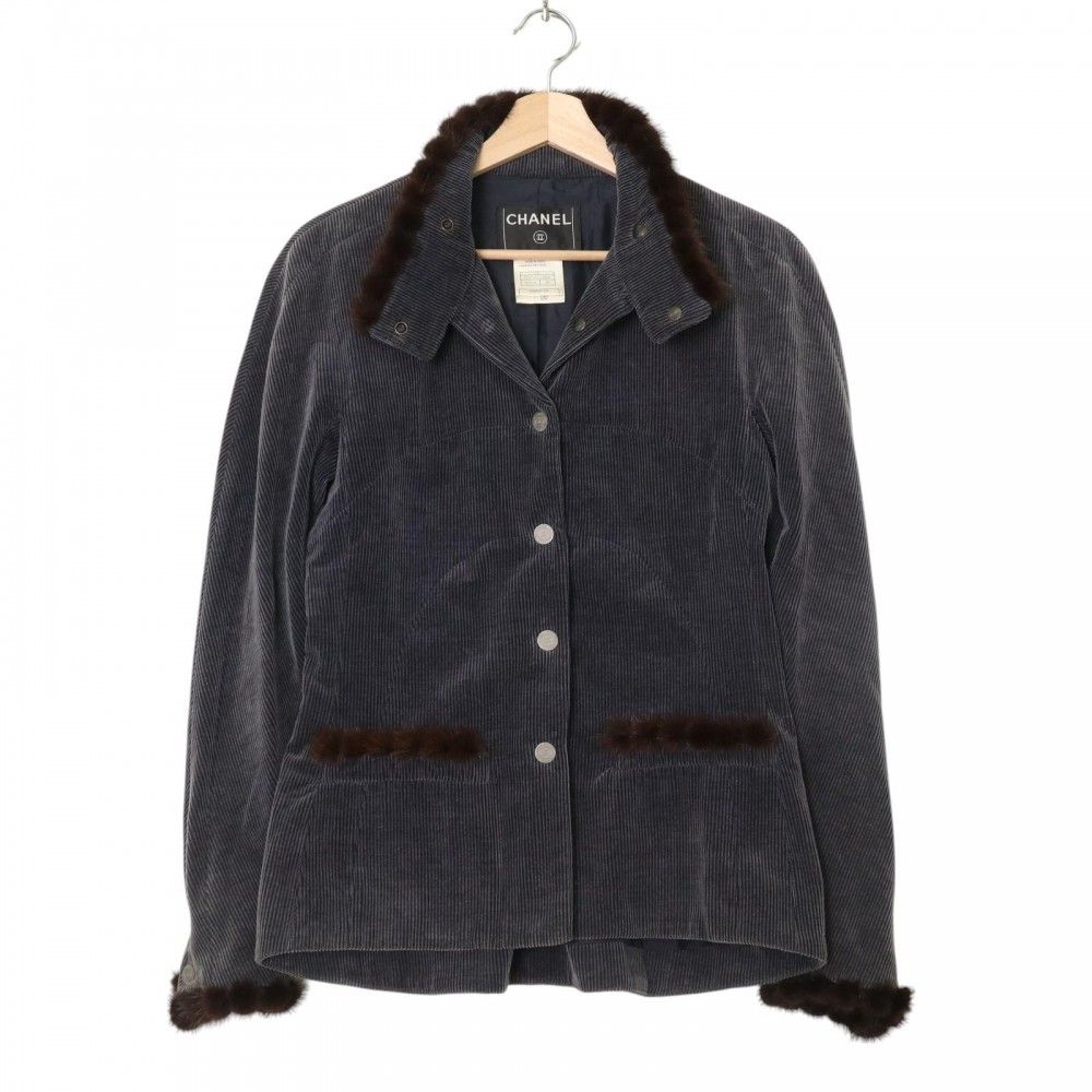 シャネル アウター レディース コーデュロイ ファー ジャケット ココ  
