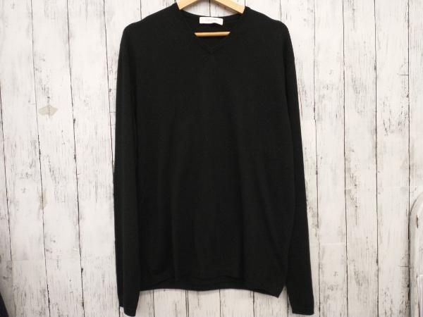 Cruciani クルチアーニ 綿 Vネック ニット 52 XL ブラック