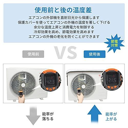 RICISUNG エアコン室外機カバー 直射日光 遮熱保護 温度上昇 抑える 防水 防塵 保温 防雨 防雪 反射素材 日よけ 雨除け 節電 省エネ  簡単脱着 取り外し不要 3層構造 ベルトで固定 アルミ箔 ?色