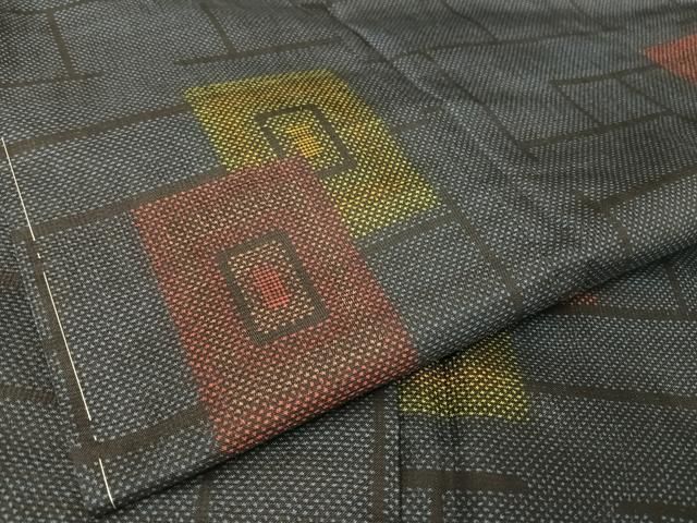 平和屋着物○本場大島紬 一元7マルキ 色紙文 正絹 逸品 未使用 AAAY9970np