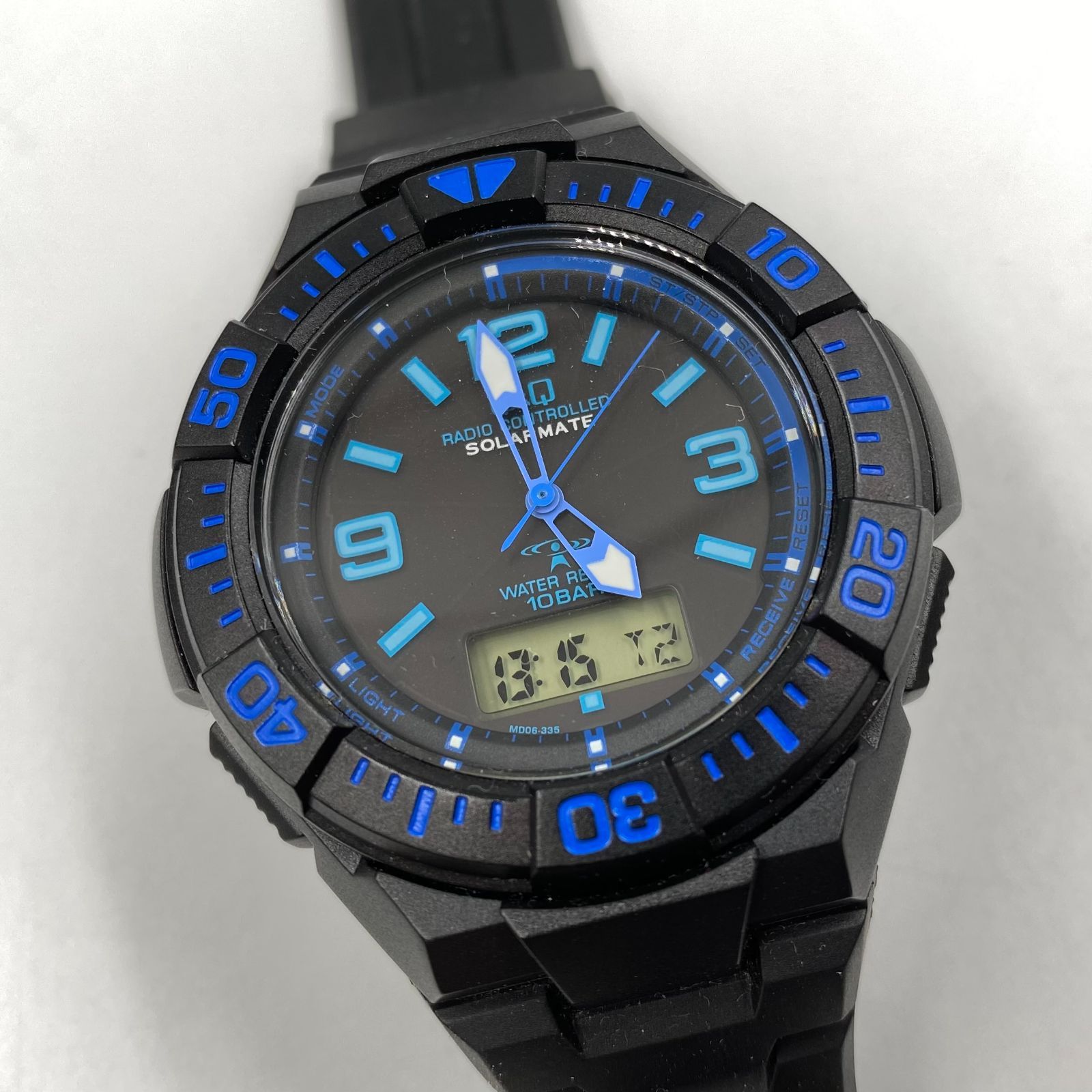 CITIZEN Q&Q ソーラー電源電波時計 MD06-335 ブラック - メルカリ