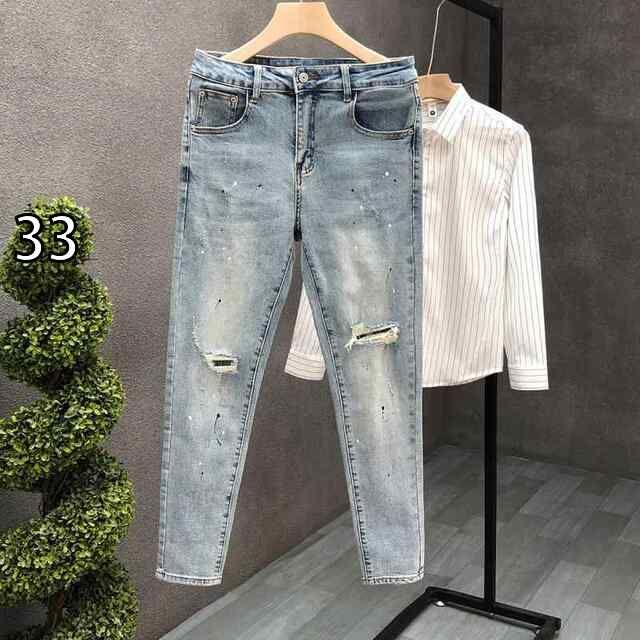 送料無料，人気 [33 ]メンズ ファッション 服 男性用 オシャレ シンプル 大人 かっこいい 大きいサイズ ストリート 紳士服 ウォッシュ ドリップ ジーンズ スリムフィット 伸縮性 ストレッチ パンツ その他