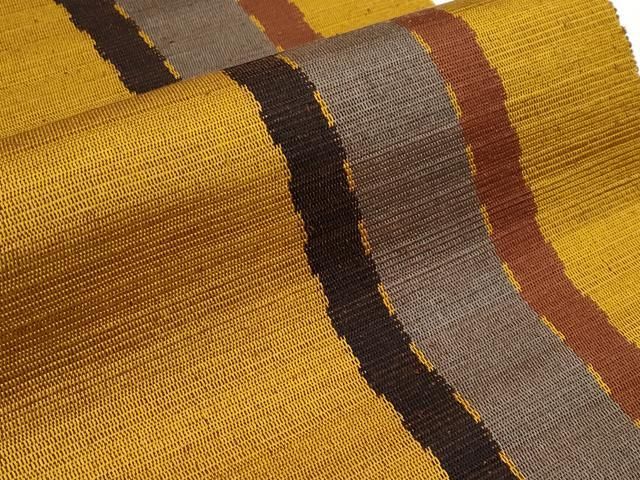 本場黄八丈 平織 証紙付 伝統工芸士 西條吉広 格子柄 濃柿色 K-