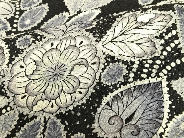 平和屋着物○訪問着 辻が花 絞り 暈し染め 黒地 銀彩 正絹 逸品