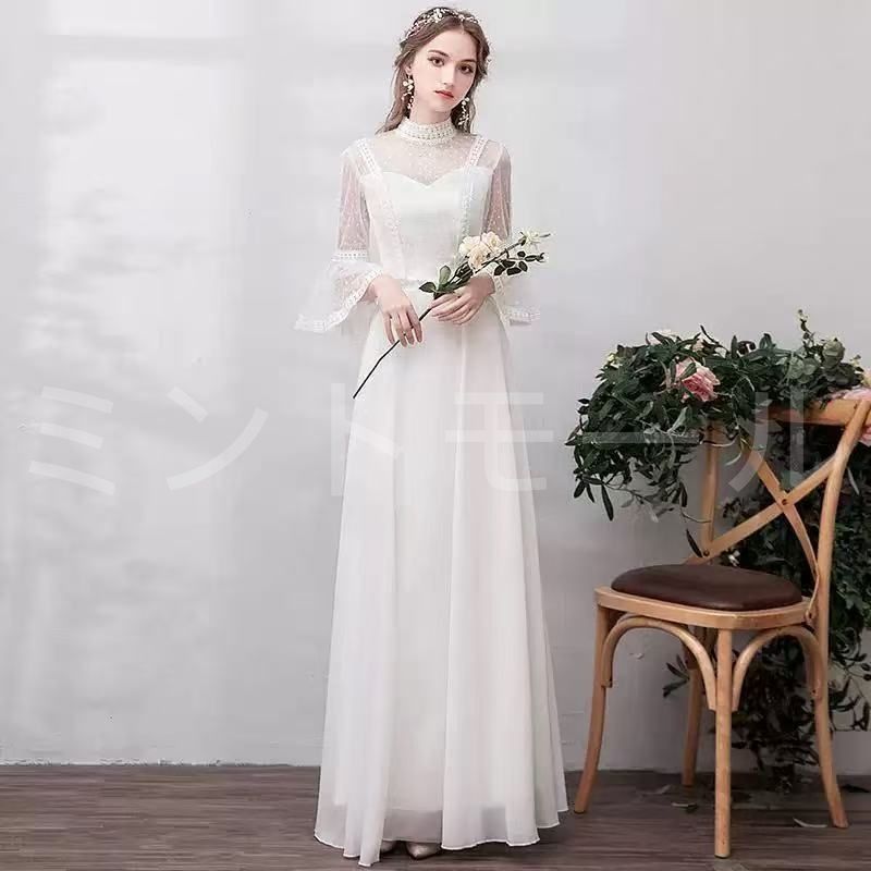 〈未使用〉ホワイトウェディングドレス Aライン 新しい未使用 ウエディングドレス 花嫁 結婚式 ウェディング