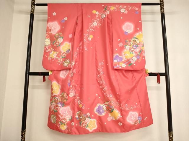 七五三七歳‼️lovely七五三安心セット❤️可愛い赤地に花々金彩キラキラ❤️ 七五三七歳‼️lovely七五三安心セット❤️可愛い赤地に花々金彩