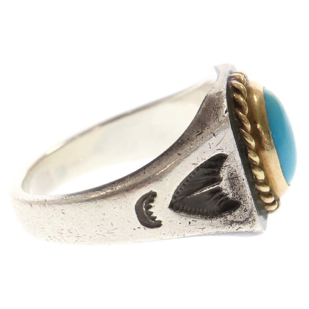 goro's (ゴローズ) 金縄ターコイズ付き印台リング シルバー/ゴールド