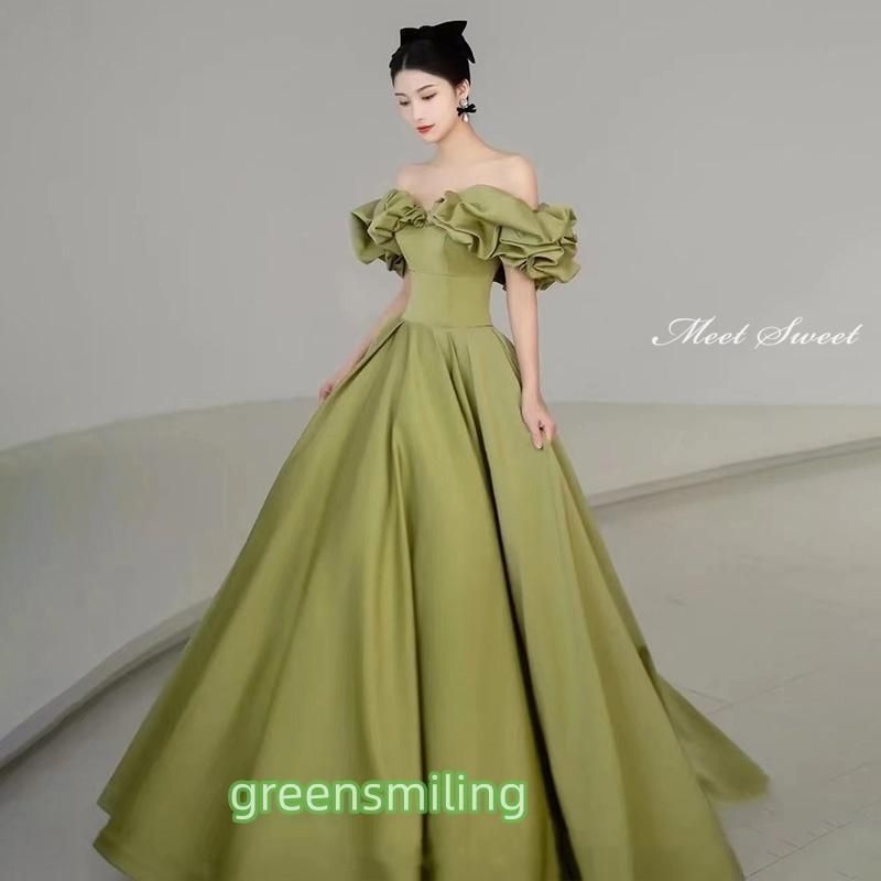 ドレスプロダクション　オリーブグリーン オフショルダー ロングドレス cd5357_3.jpg