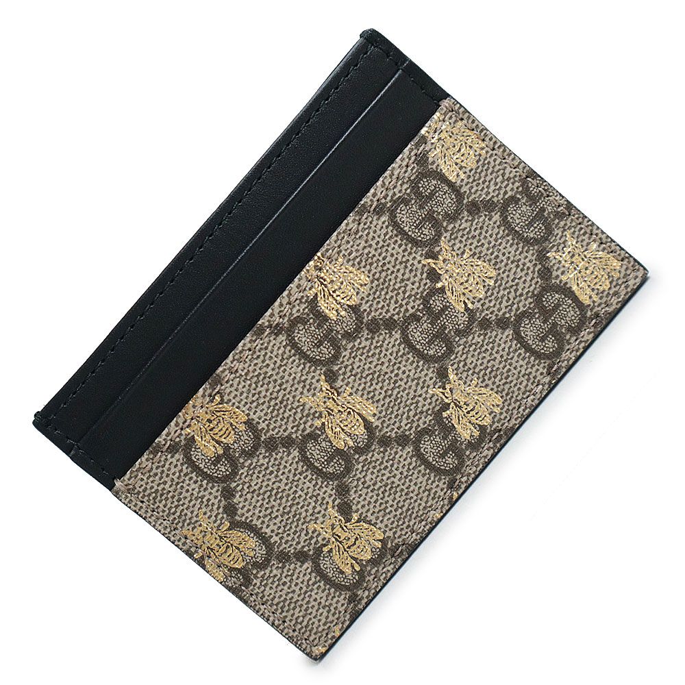 グッチ ビー 蜂 カードケース 定期入れ パスケース GGスプリームキャンバス レザー ベージュ ブラック 黒 233166 GUCCI