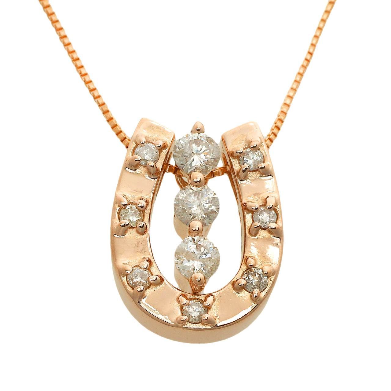 k18 馬蹄 ホースシュー ダイヤモンド 0.35 ネックレス