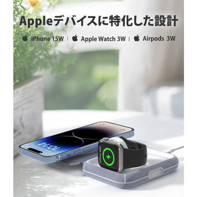 【 新品 未開封 】   CHOETECH 2 in 1 Magsafeワイヤレス充電器 ライトブルーグレー T323 未使用 送料無料