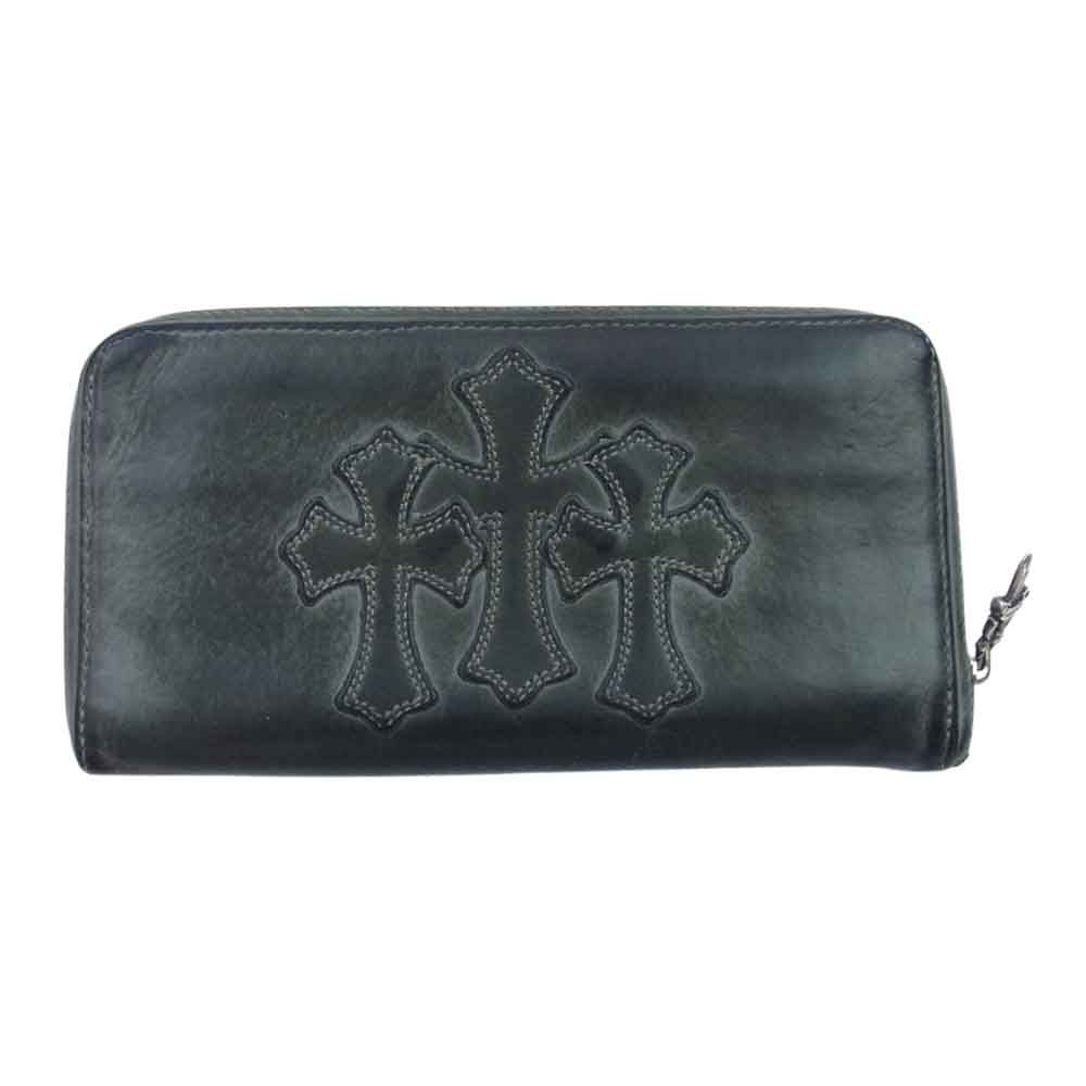 CHROME HEARTS クロムハーツ（原本無） 財布 REC F ZIP 3PTCH 3セメタリークロス ラウンドジップ レザー ウォレット 財布  グレー系 ブラック系【中古】 - メルカリ