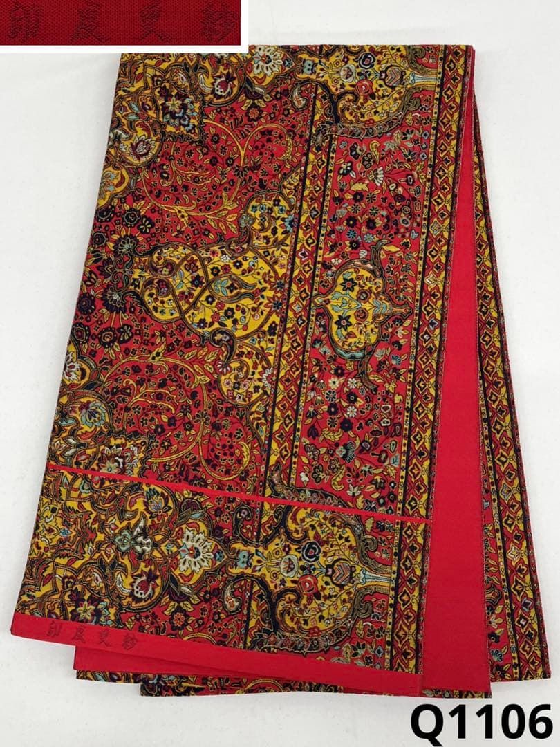 細密織 印度更紗 袋帯 正絹 六通 Q1106