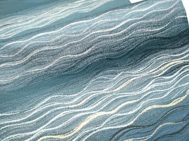 平和屋着物●西陣　河瀬満織物謹製　よろけ縞　六通柄袋帯　証紙付き　CAAX7597hy 平和屋着物○西陣 河瀬満織物謹製 よろけ縞 六通柄袋帯 証紙付き