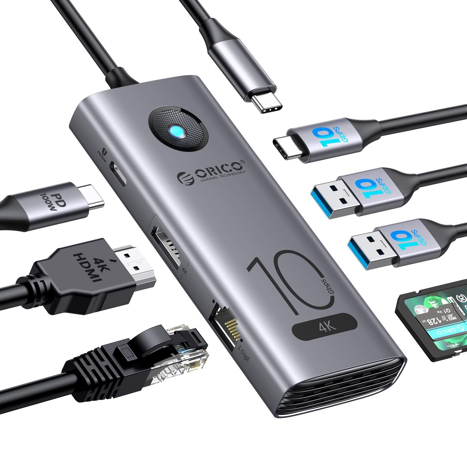 ORICO USB C ハブ 8 in 1 10 Gbps USB ハブ Typ