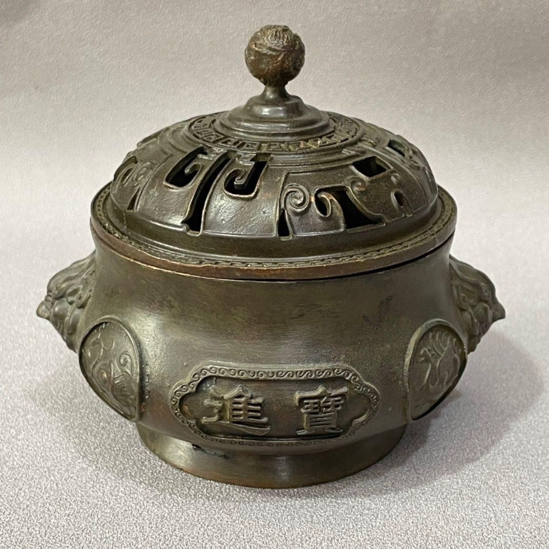 銅細工 八仙薫香炉 香炉 香道具 装飾品 工芸品 美術品 置物 銅