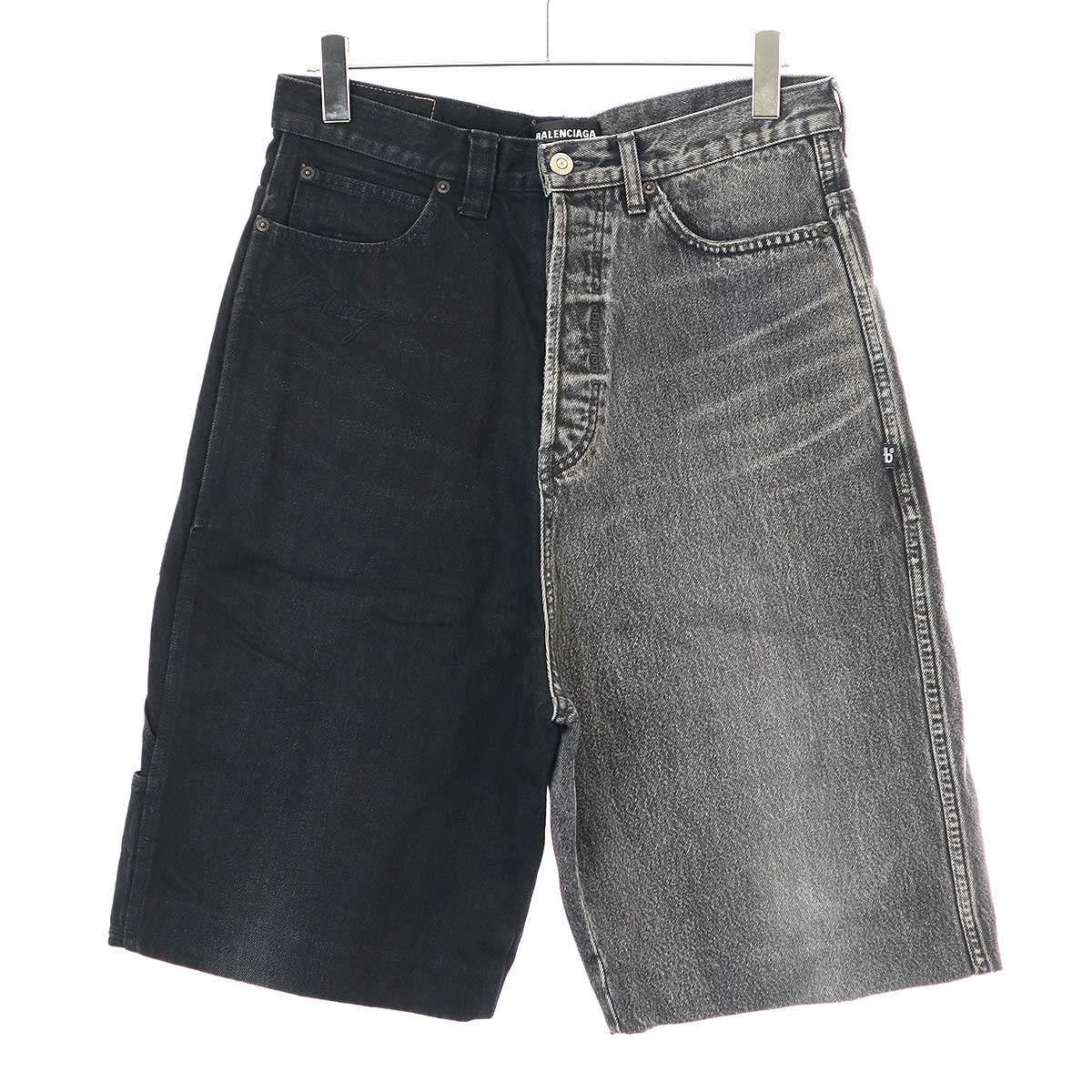 BALENCIAGA バレンシアガ 21AW Black&Grey Denim Shorts デニム 