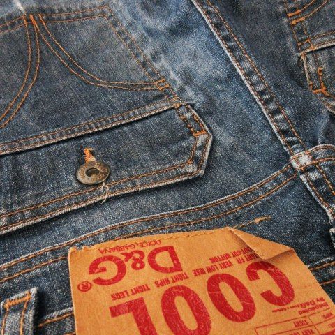 ディー-ジー ドルガバ ドルチェ-ガッバーナ D-G COOL デニムパンツ ジーンズ ブーツカット フ ストレッチ 紙パッチ ユーズド加工 ロゴ 刺繍 小さいサイズ 23 青 ブルー S50132 CK17 GY17 DECORATOM_COM_BR