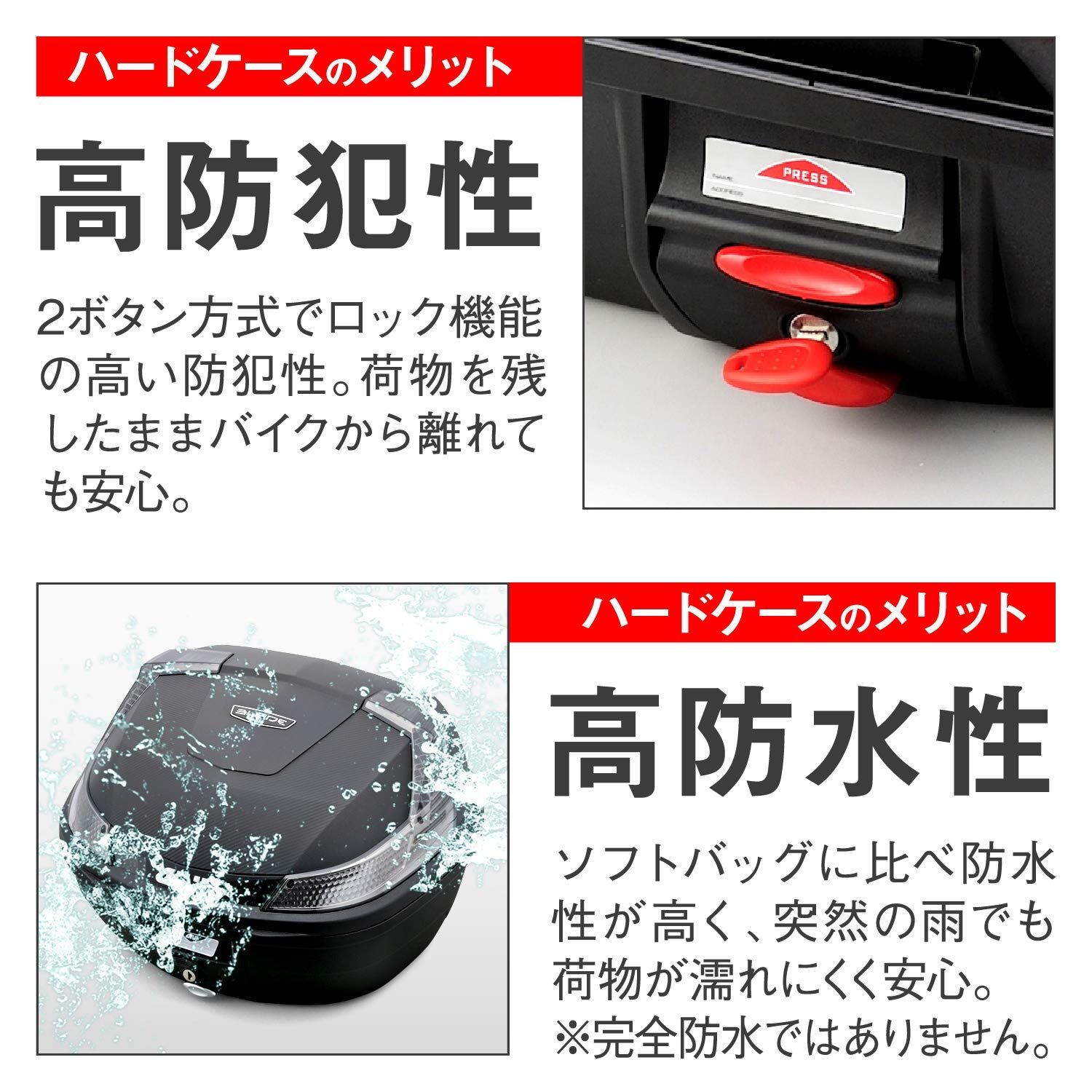 送料無料。 バイク リアボックス モノロック 37L BLADEシリーズ B37NT 未塗装ブラック スモークレンズ 平和