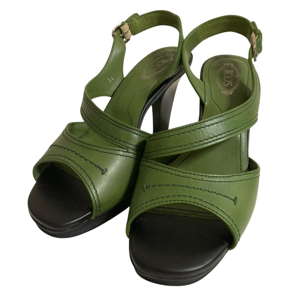37　TOD'S　トッズ　ヒールサンダル　バイカラー　レザー　バックストラップ 楽天市場】TOD'S トッズ Leather Sandal レザーサンダル