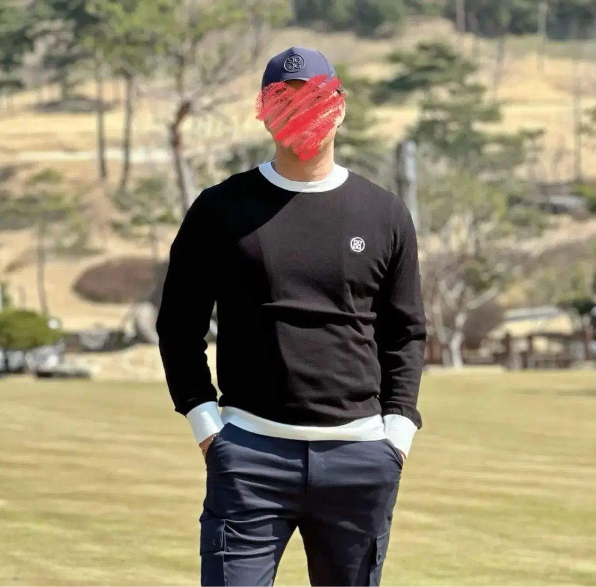 グレージュ L マルボンゴルフ MALBON GOLF 長袖 ハーフジップ