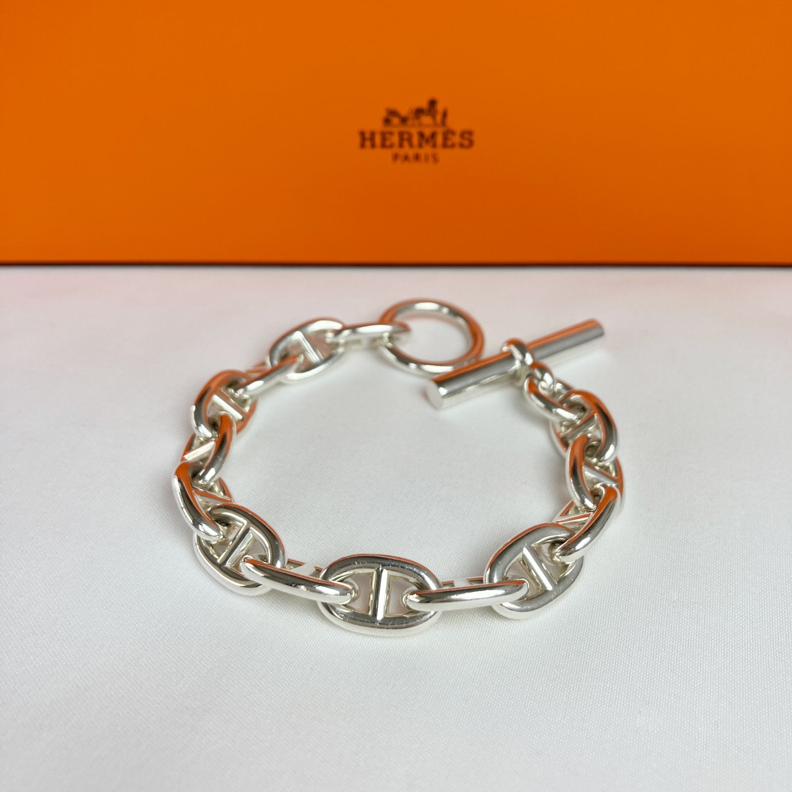 【新品未使用品】 HERMES シェーヌダンクル MM 14コマ エルメス シェーヌダンクルMM ブレスレット 925 54.1g シルバー