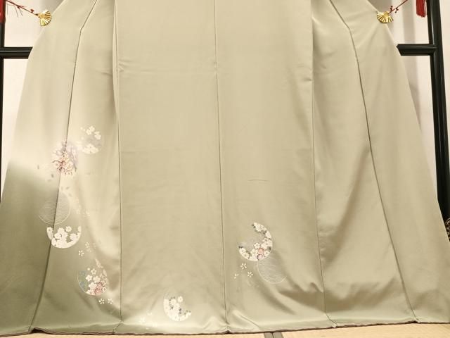 平和屋着物○訪問着 駒刺繍 草花丸文 丹後ちりめん 暈し染め 金彩 反端