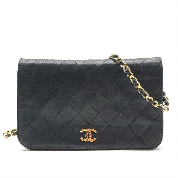 CHANEL シャネル マトラッセ ラムスキン チェーン ショルダー バッグ プッシュロック 肩掛け レディース ブラック m8890