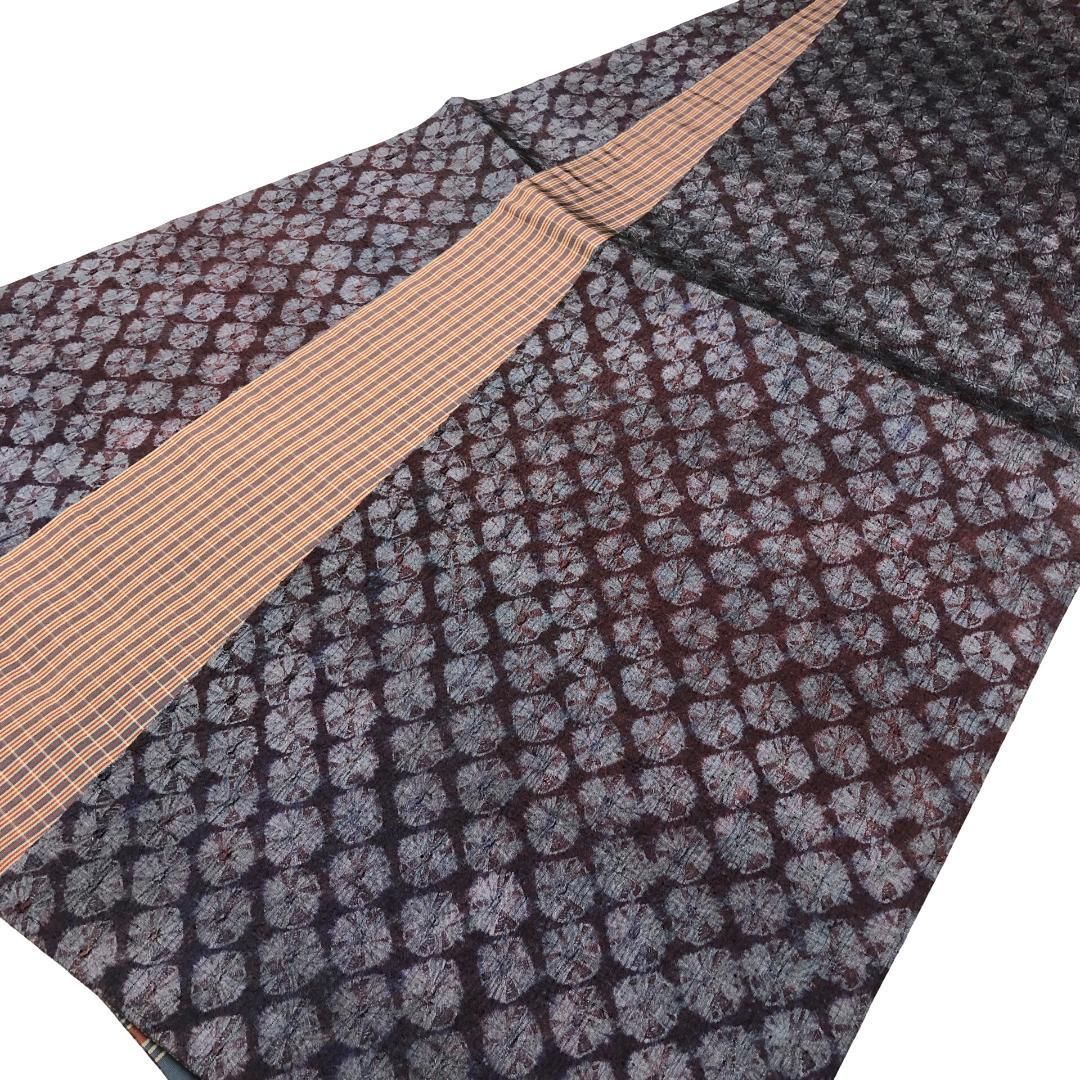 京袋帯 菅原工房 菅原結 漢方染 絞り柄 縦縞模様 リバーシブル O-5483 京袋帯 菅原工房 菅原結 漢方染 絞り柄 縦縞模様 リバーシブル O