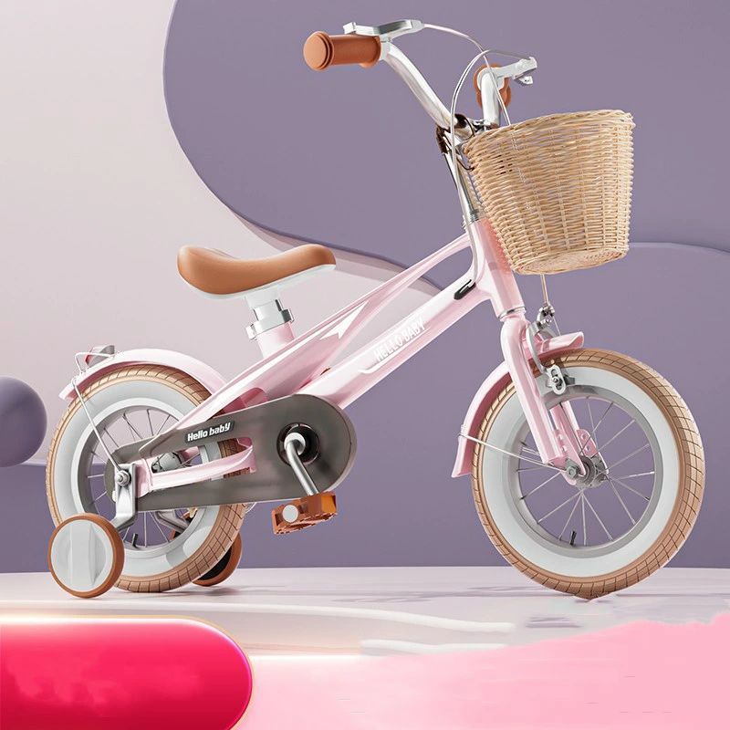 子供用自転車 12 14 インチの自転車 女の子および青少年向け 3 ~ 6 歳の子供用自転車 収納バスケット スタビライザー スタンド付き子供用自転車
