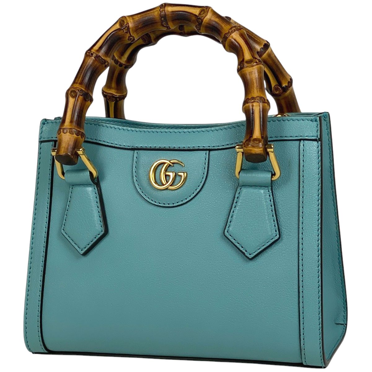 グッチ GUCCI ダイアナ ミニ トートバッグ 2WAY ショルダーバッグ GGマーモント トートバッグ レザー ブルー 655661 レディース