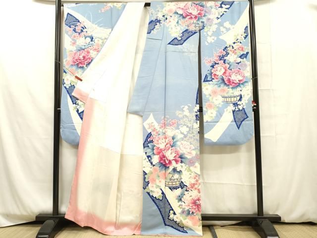平和屋着物□豪華振袖 絞り 飾花文 銀彩 正絹 逸品 DAAT8863zy 平和