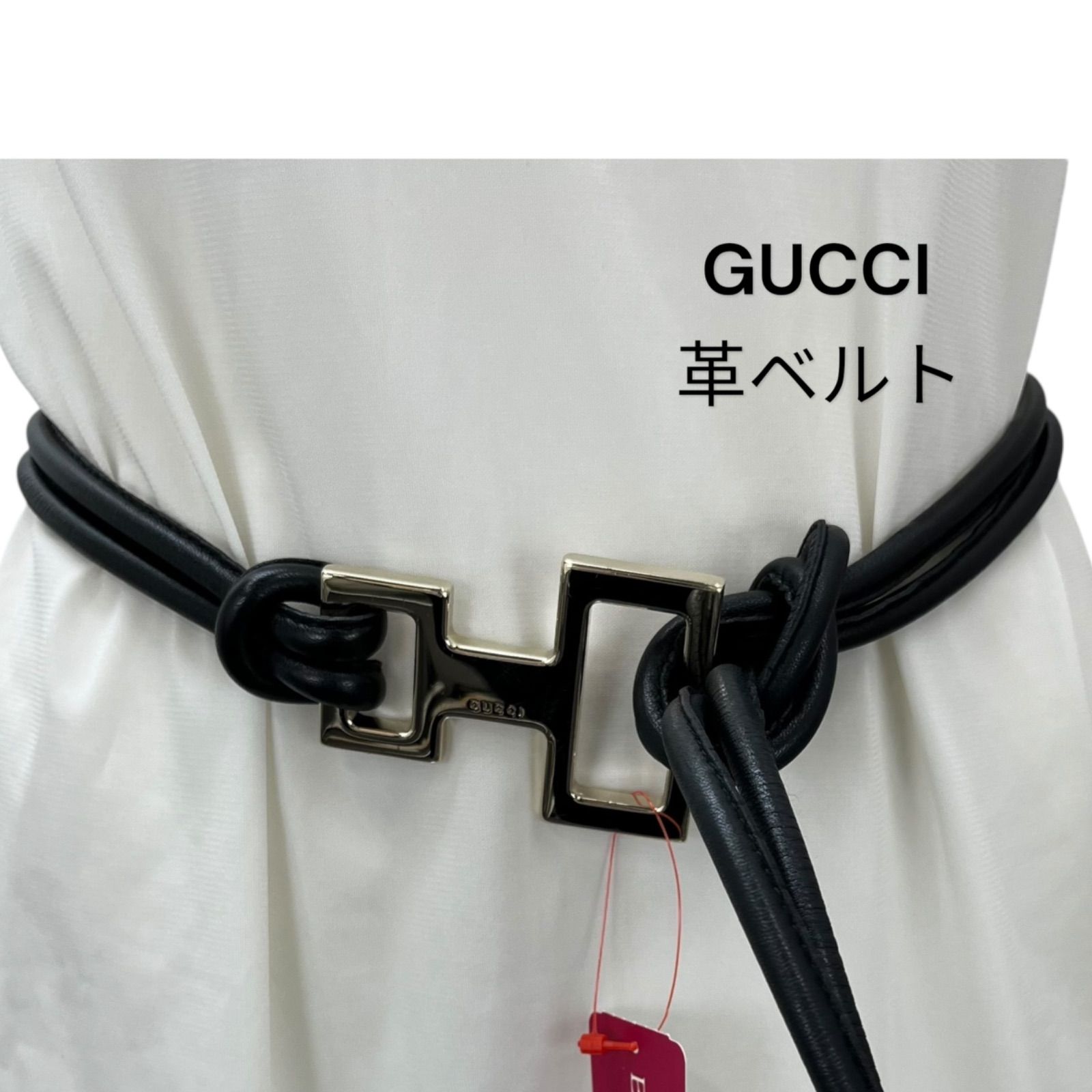 GUCCI グッチ ベルト 革 黒 ゴールド 二重 レディース S5T432 - メルカリ