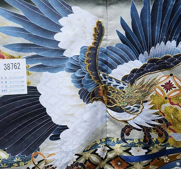 【限定品】 五歳 七五三 男児 鷹 緑青色 金刺繍 羽織・着物・襦袢3点セット 七五三