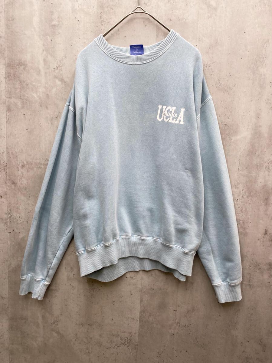 UCLA19 アメカジ カレッジロゴ 古着 長袖 スウェット トレーナー sizeF|水色 レディース