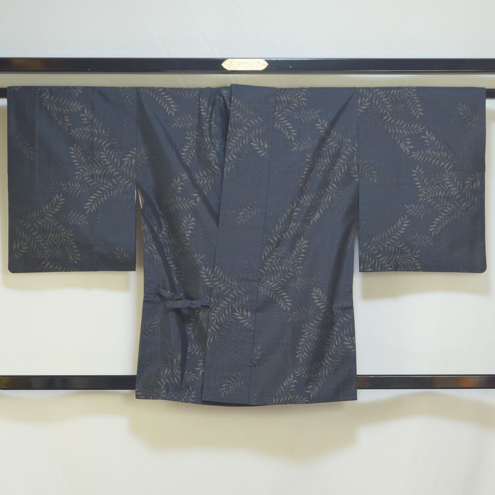 道中着 コート 大島紬 緯双 蘇鉄模様 藍染 正絹 塵除けコート 【 中古】【大島 紬 防寒コート 着物 着物コート 和装コート 羽織もの レディース 羽織りもの 古着 冬  塵除け コート きもの天陽】